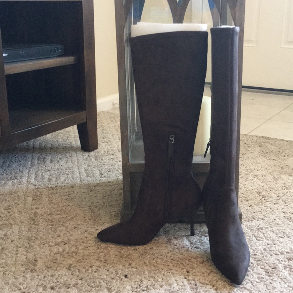 Nine West Dark Grey Suede Heeled Boots